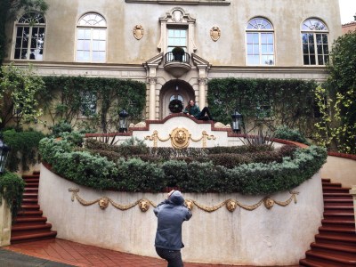 Posing outside of princess Mia's school in San Francisco   